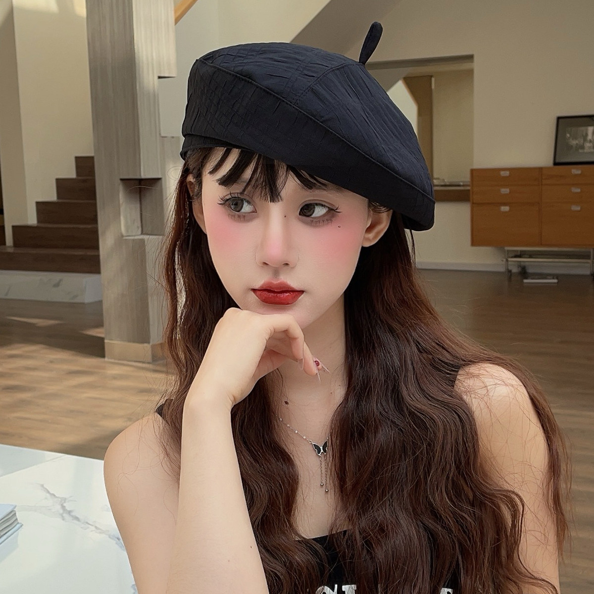 2025春季薄款贝雷帽子女网红