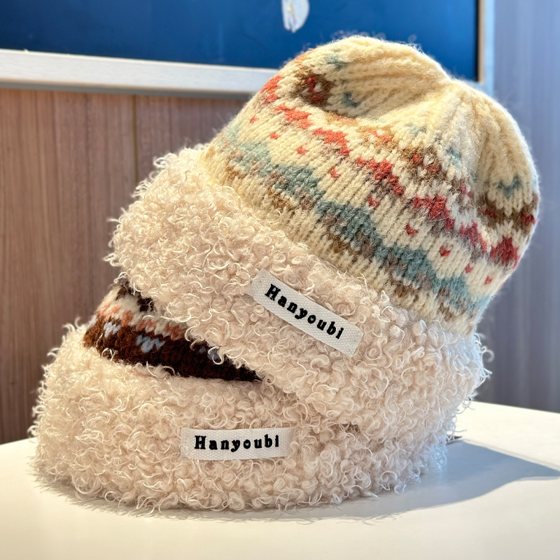2025新款费尔岛风毛线帽子女