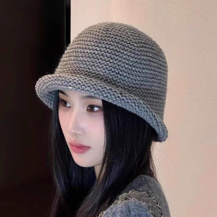 2025新款韩版针织卷边渔夫帽