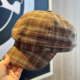 日系复古格纹八角帽子女春秋季 显脸小休闲百搭文艺画家帽云朵帽潮