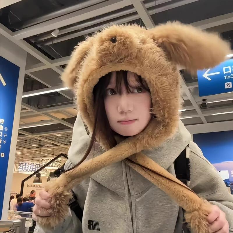 可爱耳朵会动毛茸茸小狗狗帽子