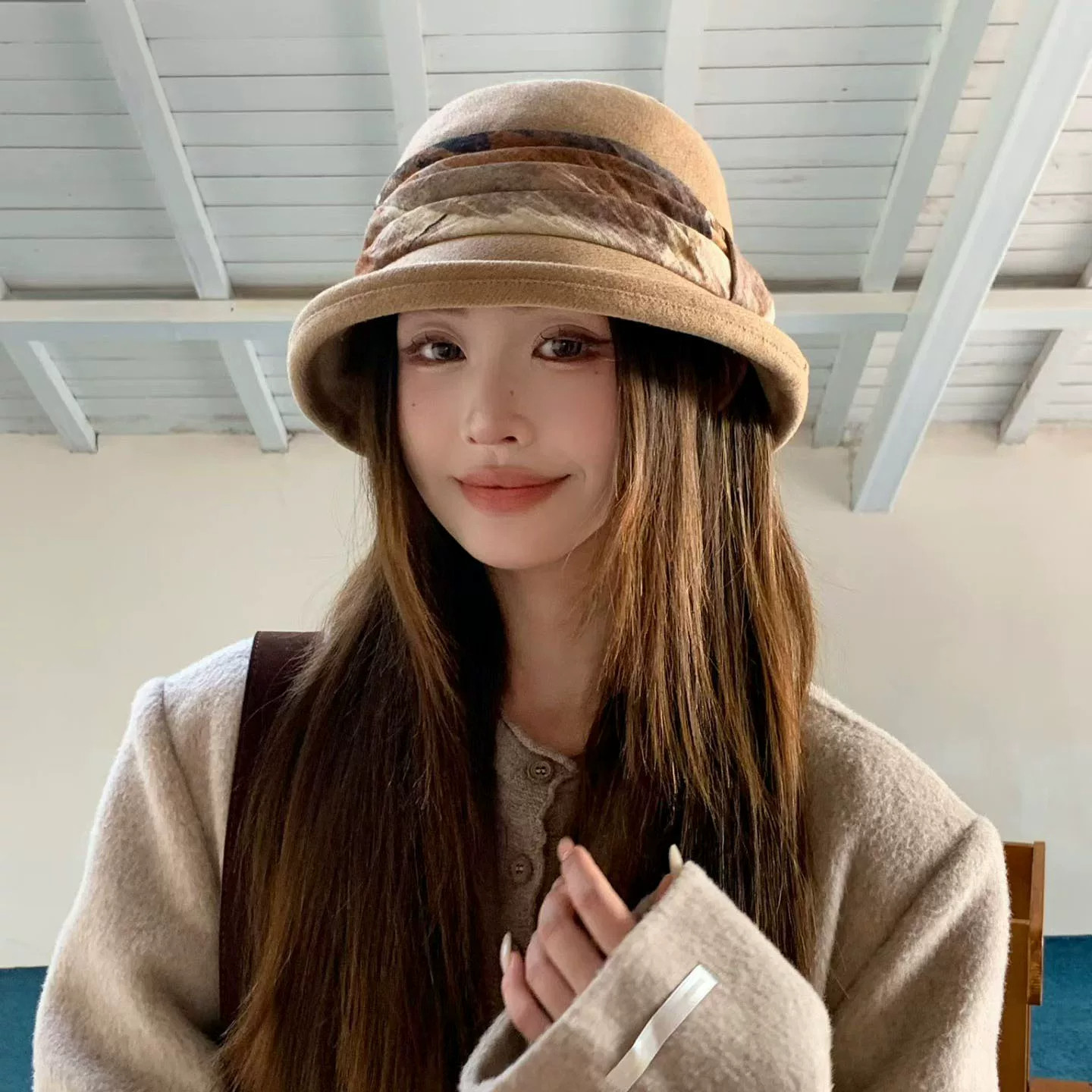 秋冬保暖时尚显脸小女渔夫帽
