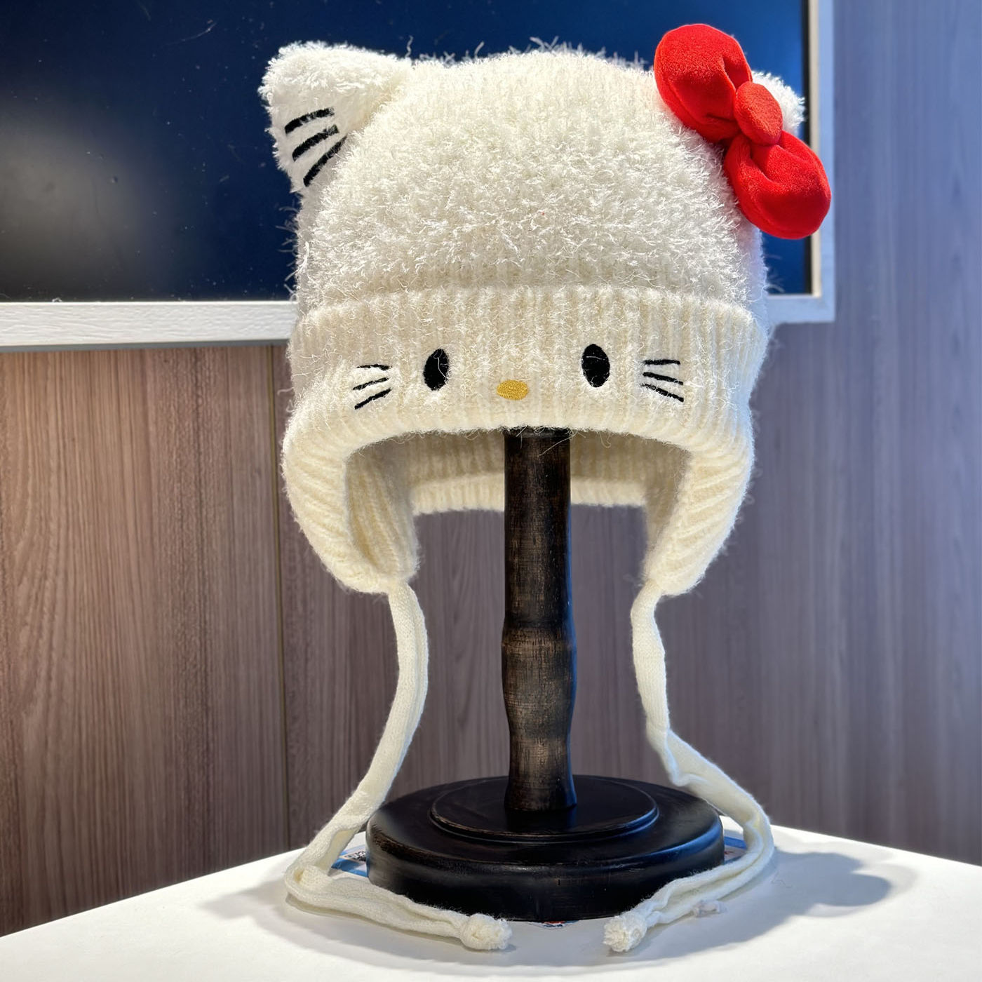 韩系甜美可爱猫咪毛绒针织帽