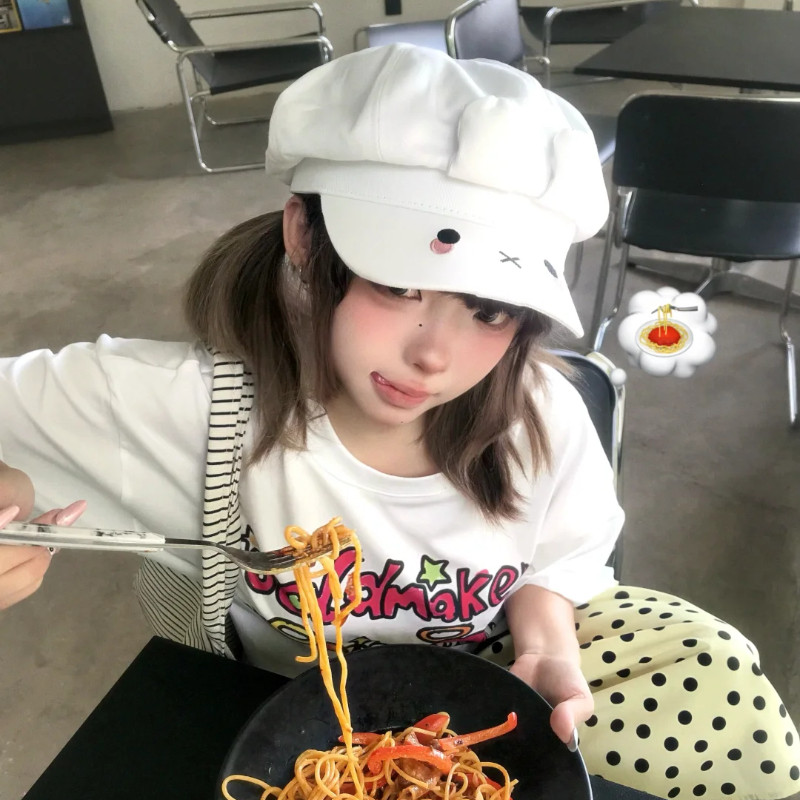 萌萌哒~卡通米菲兔报童帽女