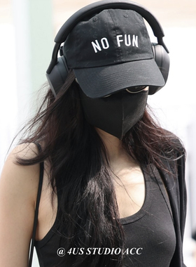 金智妮jennie同款黑色棒球帽女街头潮牌软顶百搭弯檐鸭舌帽显脸小