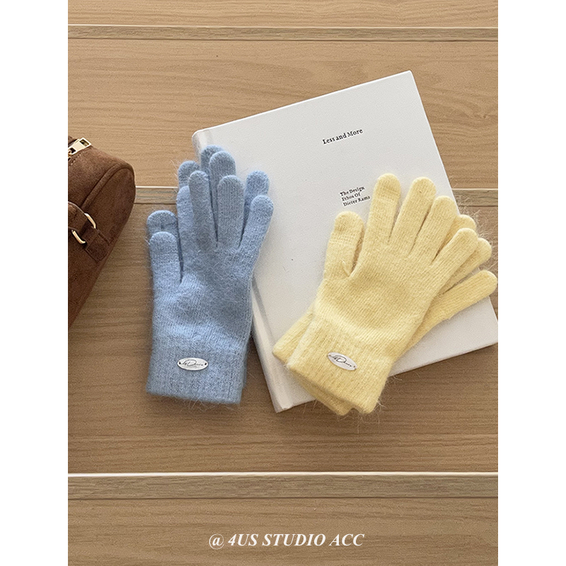 韩国ins氛围感兔毛针织手套