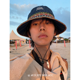 民族风大檐渔夫帽男女户外登山防晒宽帽檐复古盆帽遮阳帽子显脸小