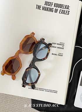 多边形复古玳瑁墨镜男女文艺眼镜