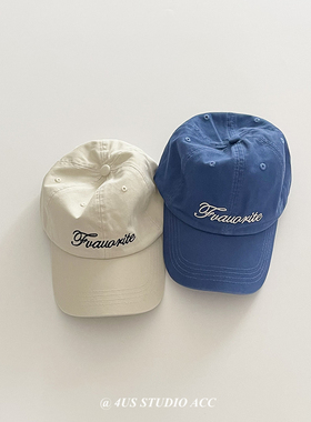 韩系蓝色刺绣字母棒球帽女2025春夏新款遮阳帽子显脸小防晒鸭舌帽