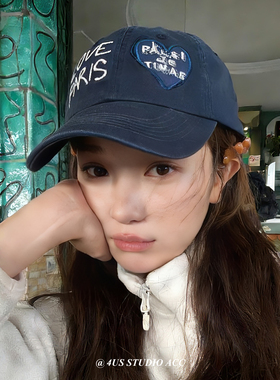 韩版爱心字母刺绣棒球帽女春季新款情侣百搭遮阳帽男显脸小鸭舌帽