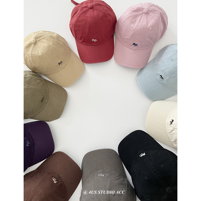 棒球帽女可爱卡通小狐狸刺绣