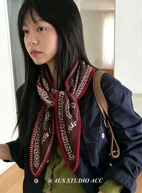 复古腰果花纹菱形三角巾披肩