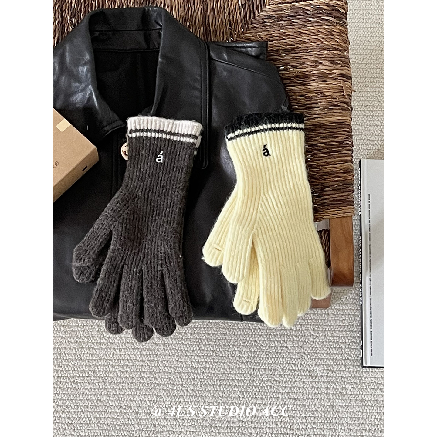 韩系氛围感羊毛针织手套女