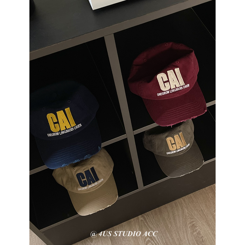 美式复古做旧刺绣棒球帽女