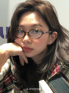 fever同款素颜百搭小众圆形复古豹纹框眼镜框架女款平光镜显脸小