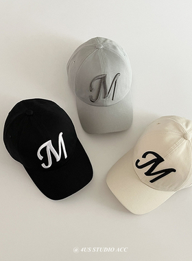 赵露思同款鸭舌帽女韩版情侣百搭硬顶M刺绣弯檐遮阳棒球帽显脸小