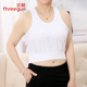 三枪小背心女中老年妈妈衫 宽松白色打底T恤汗衫 纯棉高腰短款 大码