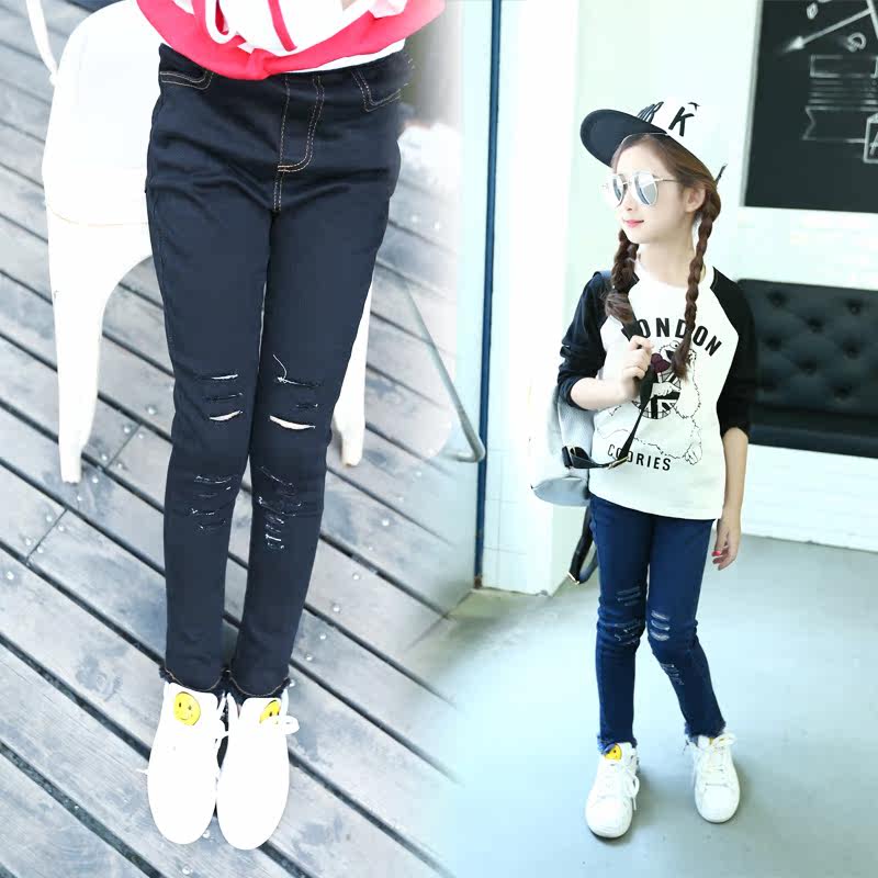 Pantalon fille en coton denim - Ref 2062437 Image 1