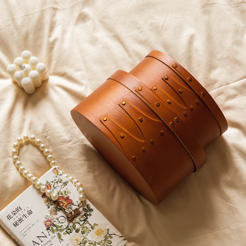 Shaker box中古风木质法式收纳桶复古小众夏克盒家用饰品首饰箱