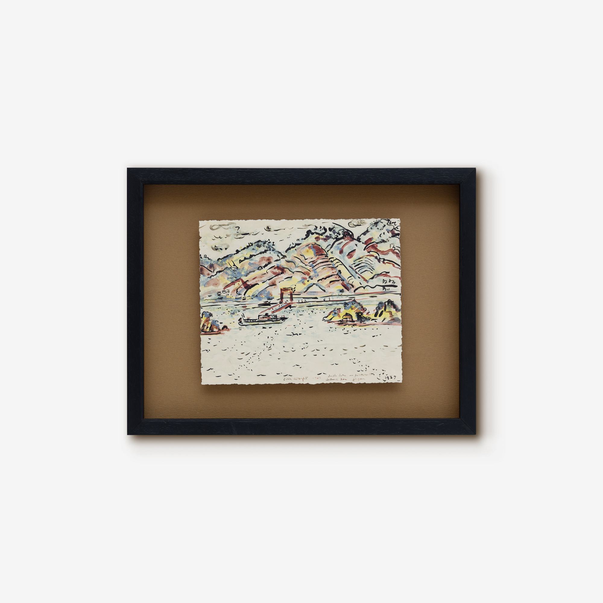 加安加丽中古装饰画立体小众艺术玄关书房水彩画卧室抽象风景挂画图片