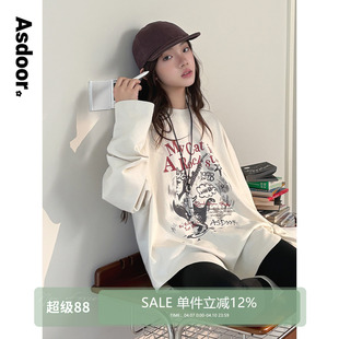 【摇滚少女】初中生女T恤2026春装新款青少年宽松休闲长袖上衣潮