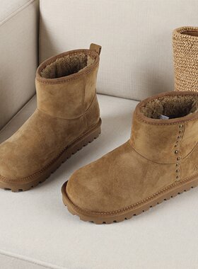 冬季真皮全羊毛保暖防滑女雪地靴