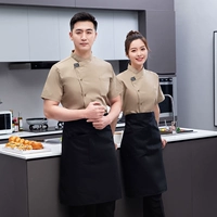 Топ цвета хаки с короткими рукавами + фартук с двойными буквами-34