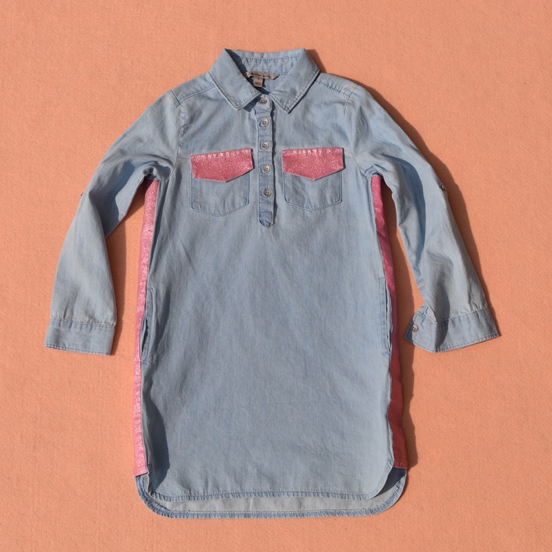 欧美原单童装c家女童水洗长袖