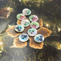 Blue, green and pink printed Martenberry buttons, natural shell buttons, 11.5mm shirt buttons, cardigan buttons, exclusive design thumbnail 6