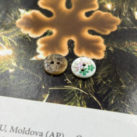 Blue, green and pink printed Martenberry buttons, natural shell buttons, 11.5mm shirt buttons, cardigan buttons, exclusive design thumbnail 2