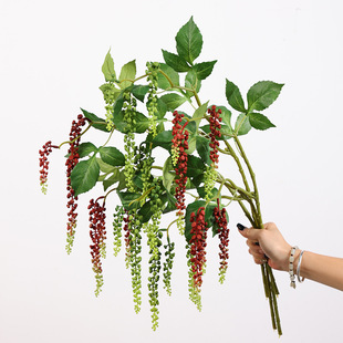 仿真植物垂吊商陆果山萝卜果藤插花配材花艺绿植壁挂橱窗造景装饰