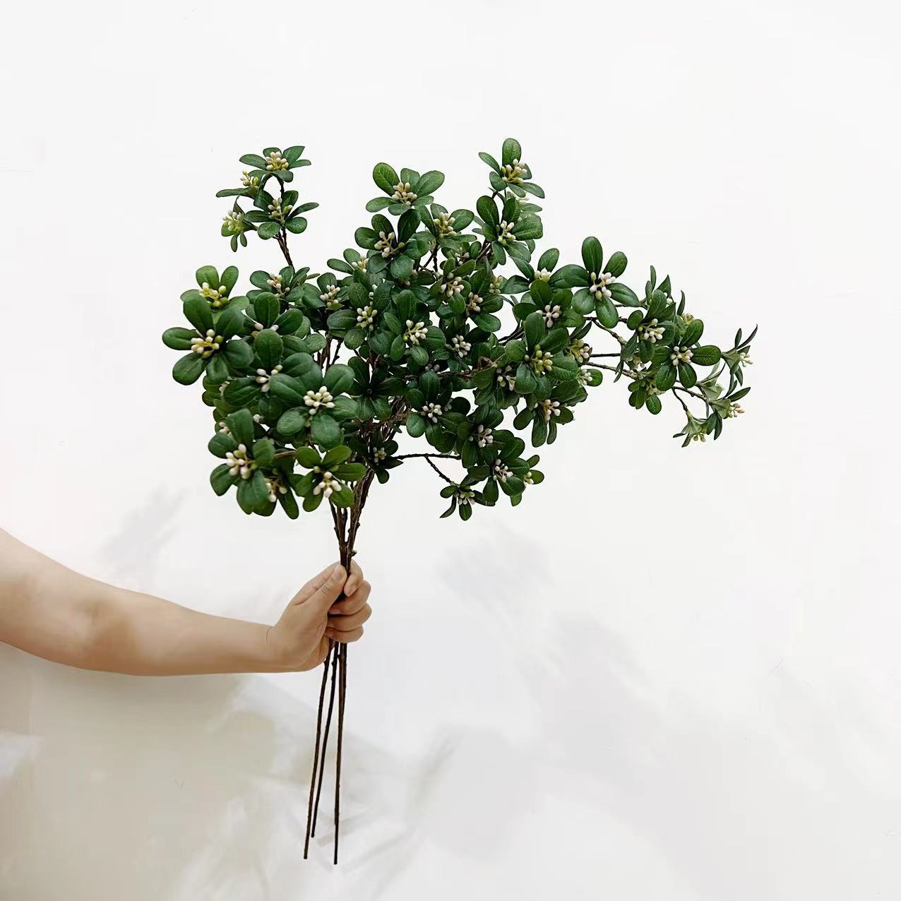 单枝多叉过浆花杆海桐叶 仿真花假花 家居客厅摆放婚庆装饰植物