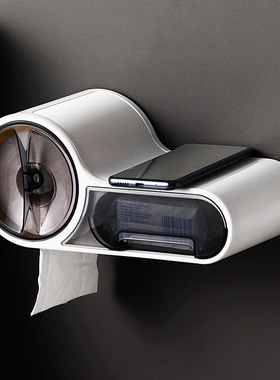 日本进口ΒMUJI卫生间纸巾盒厕纸盒免打孔家用创意防水壁挂卷纸抽