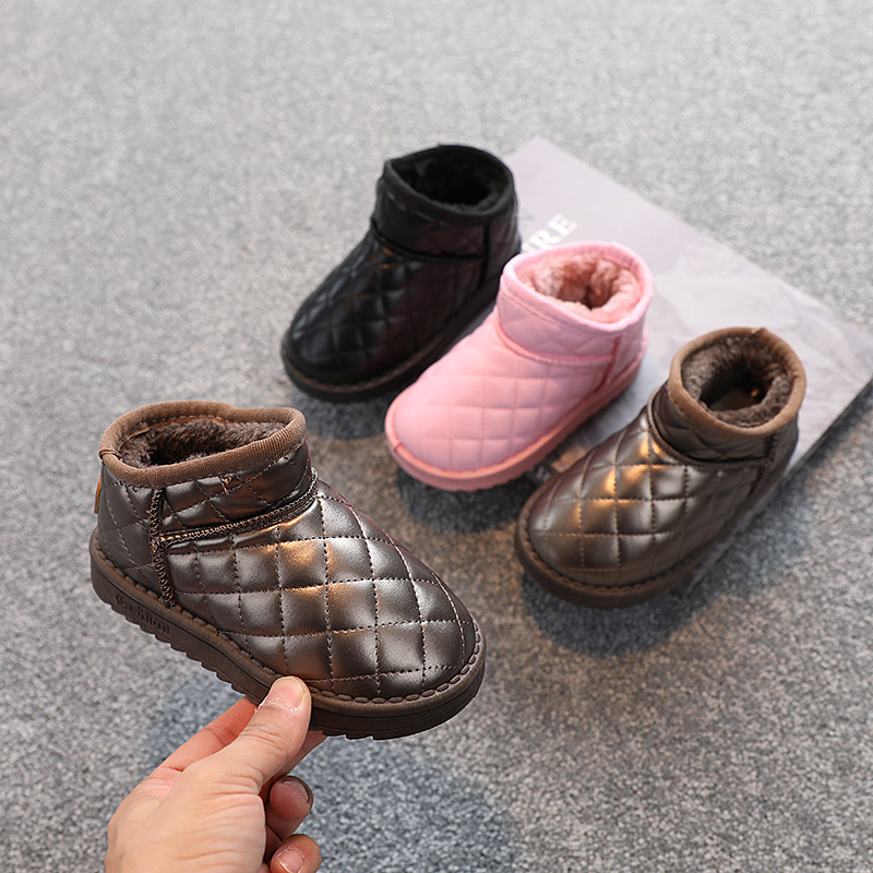 儿童雪地靴2024冬季新款女童棉鞋加绒加厚防水防滑男童短靴大棉靴