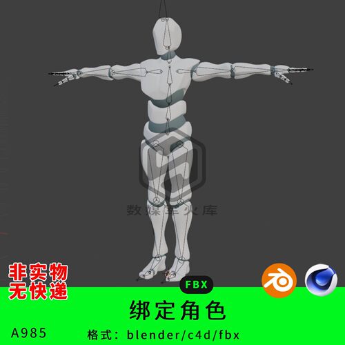 blender/c4d/fbx绑定角色三维模型3d素材基础结构人物角色