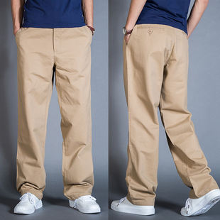 春秋休闲裤男直筒工装裤宽松长裤中年裤子大码裤男士商务西裤厚款