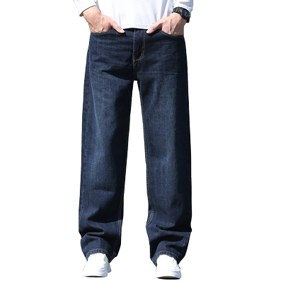 春秋厚款宽松牛仔裤胖子