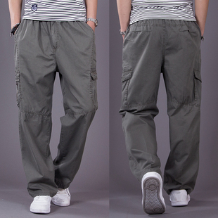胖子厚款 春秋宽松休闲裤 裤 多口袋工装 子 男宽松加肥加大运动长裤