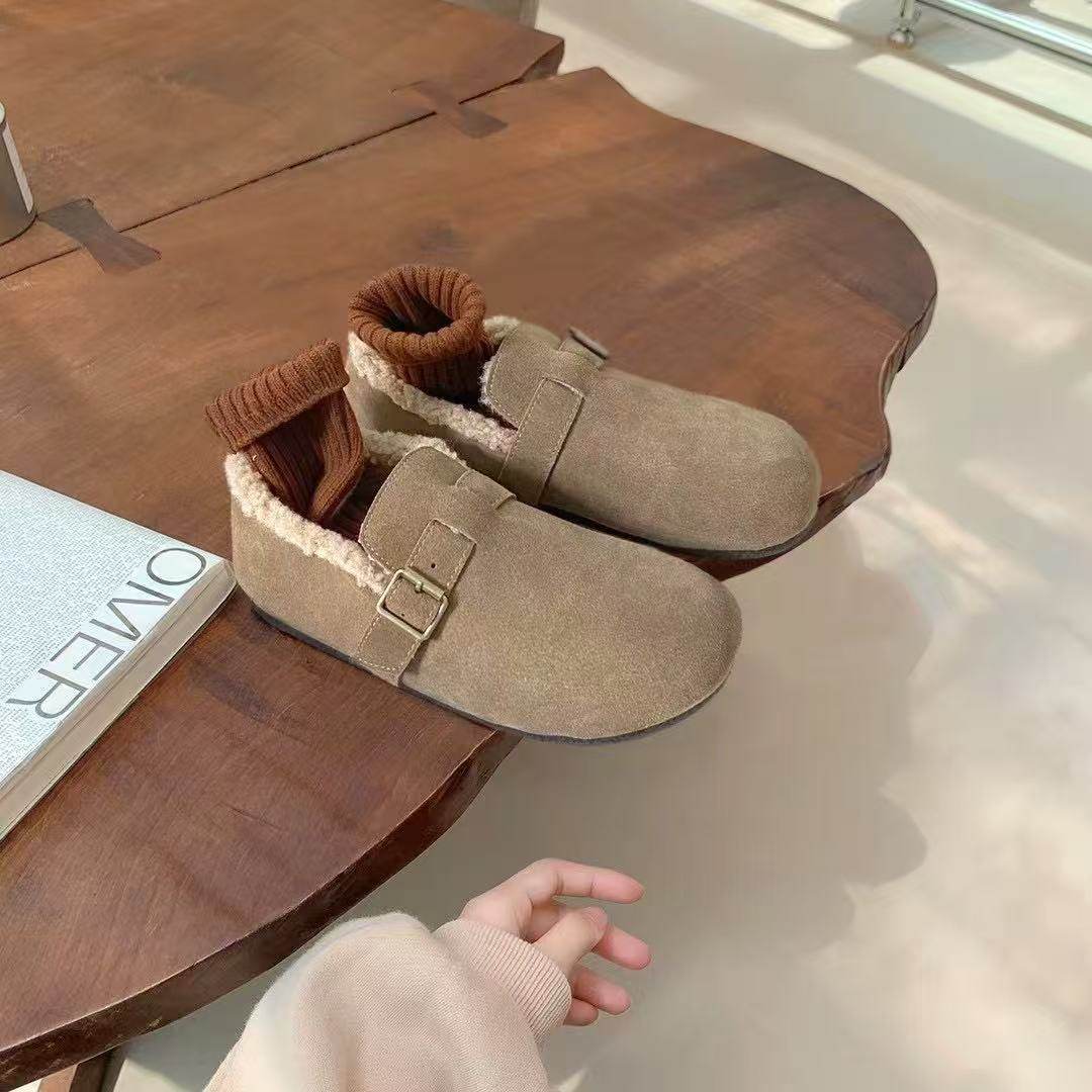 复古真皮做旧色豆豆鞋女冬加绒保暖圆头丑萌鞋软底日系憨憨鞋棉鞋,女鞋,浅口单鞋,淘宝优惠券,粉丝福利购,淘宝优惠卷