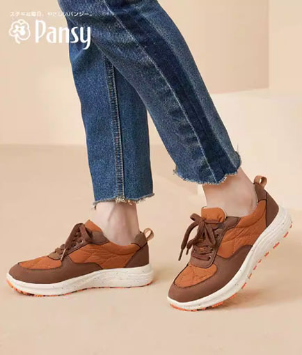 Pansy日本女鞋休闲运动鞋轻便舒适时尚百搭厚底防滑妈妈鞋秋冬款