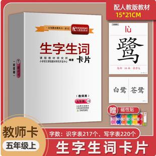 2024全新正版语文生字生词卡片五5上教师专用配人教版RJ教材全国版教材同步五年级上册生字组词拼音教师教学大卡片21*15CM五上正版