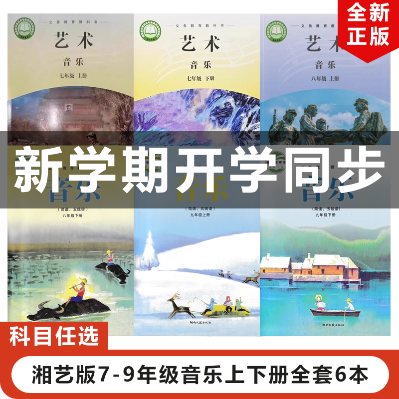 正版现货2024适用湘艺版初中七八九年级上下册音乐全套6本教材教科书湖南文艺出版社湘艺版初一二三上下册音乐789年级上下册音乐书