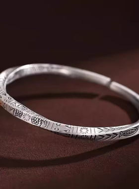 罗泰老银匠999纯银莫比乌斯环手镯男女士款男生足银镯子龙年礼物