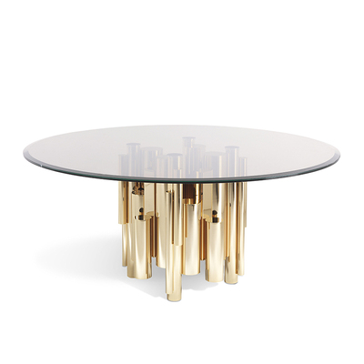 意式轻奢别墅大平层钢化玻璃餐桌