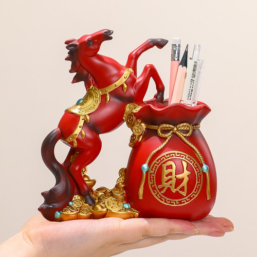马笔筒收纳摆件轻奢高档办公礼品