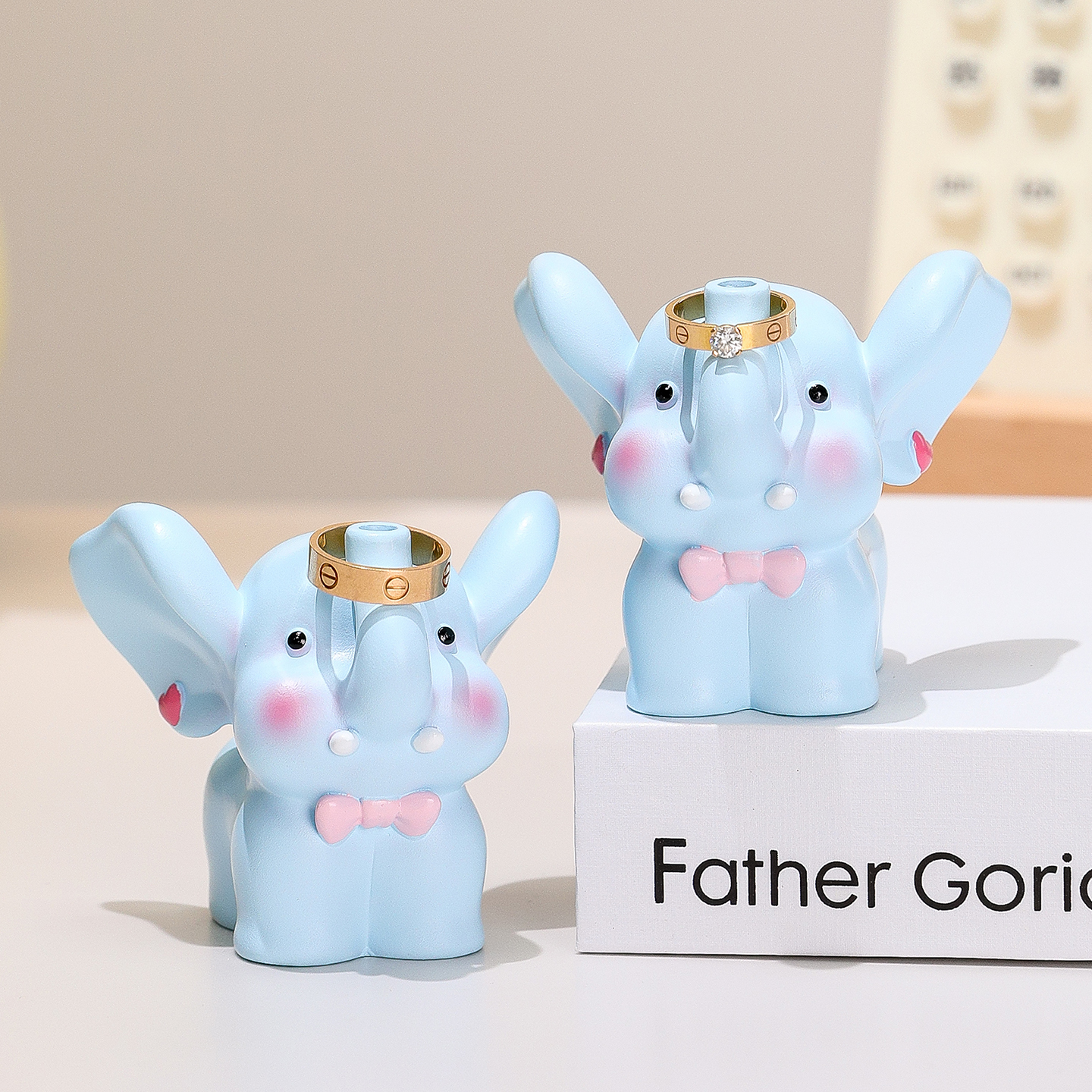 小象对象大象一对摆件心心相印桌