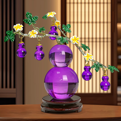 紫水晶葫芦多子福水晶摆件礼物