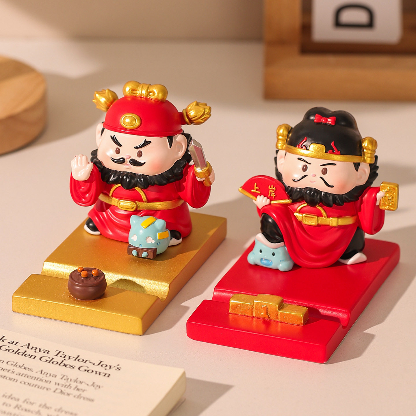 可爱小神仙钟馗手机架摆件支架办公室桌面工位解压职场防小人物件,家居饰品,桌面摆件,淘宝优惠券,粉丝福利购,淘宝优惠卷