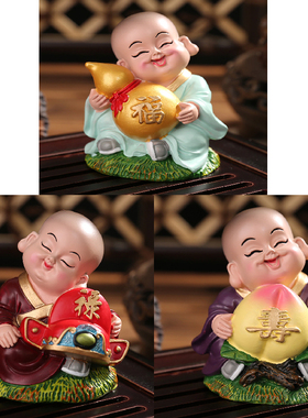 福禄寿小和尚中式客厅人物摆件小
