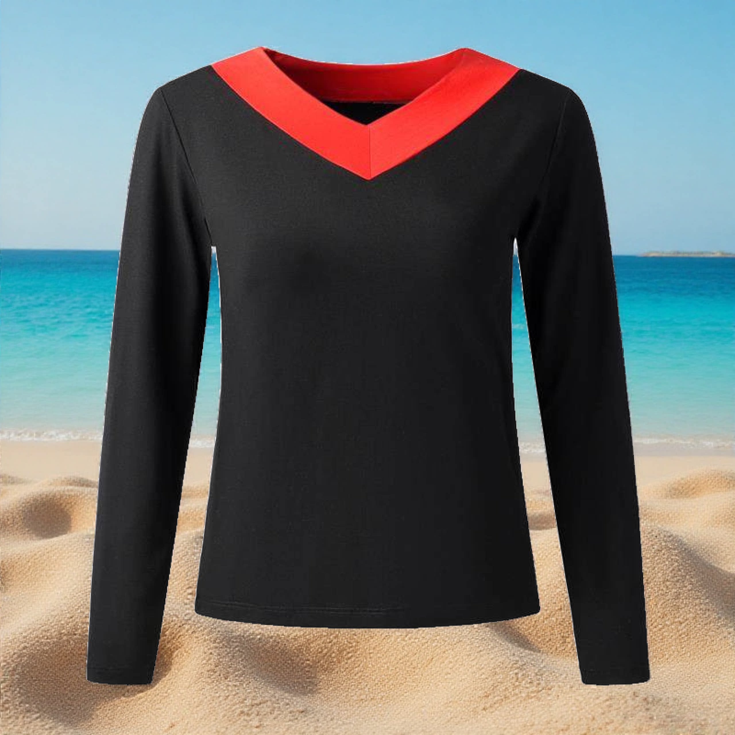 广场舞服装女上衣秋冬长袖莫代尔大码舞蹈练功拉丁舞健身服V领T恤